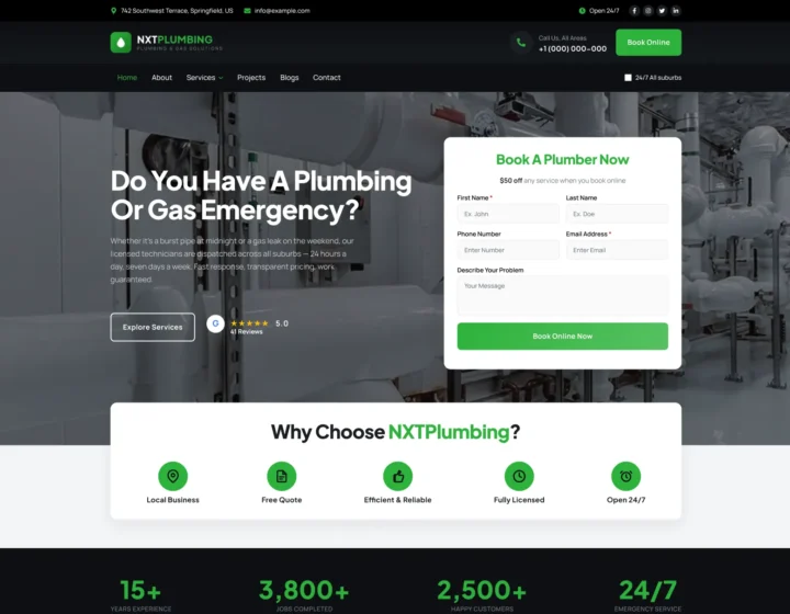 NXT Plumbing - Free Plumbing WordPress Theme