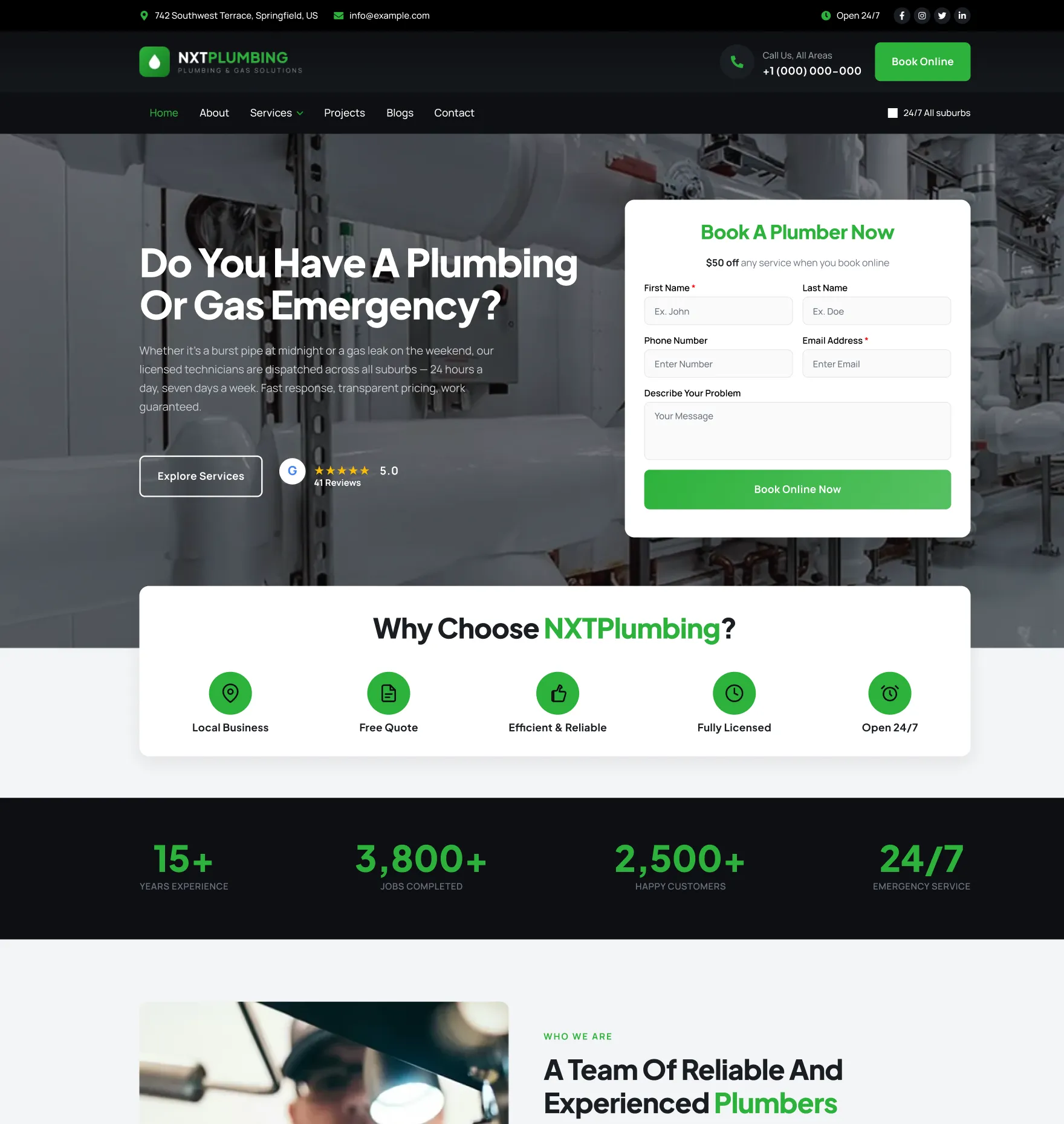 NXT Plumbing - Free Plumbing WordPress Theme